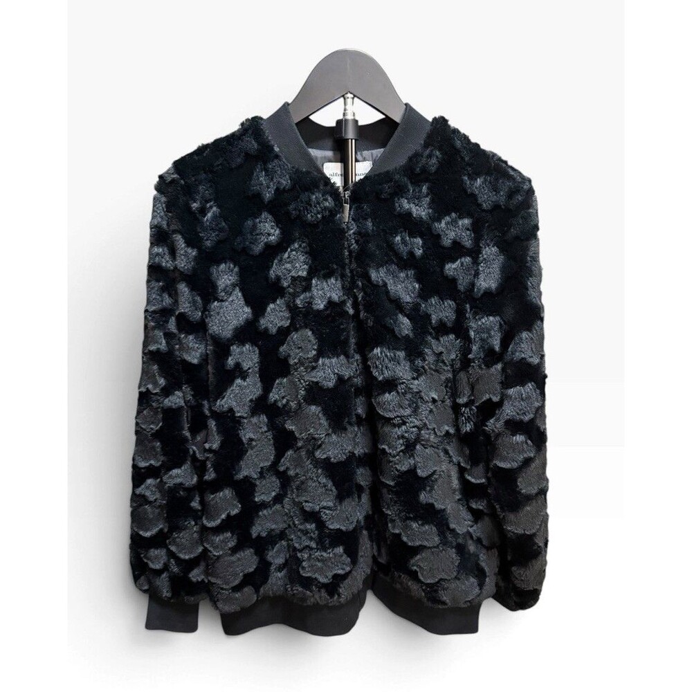 Alfred Dunner Black Faux Fur Bomber Jacket Women's Size 10 Plush Soft Coat